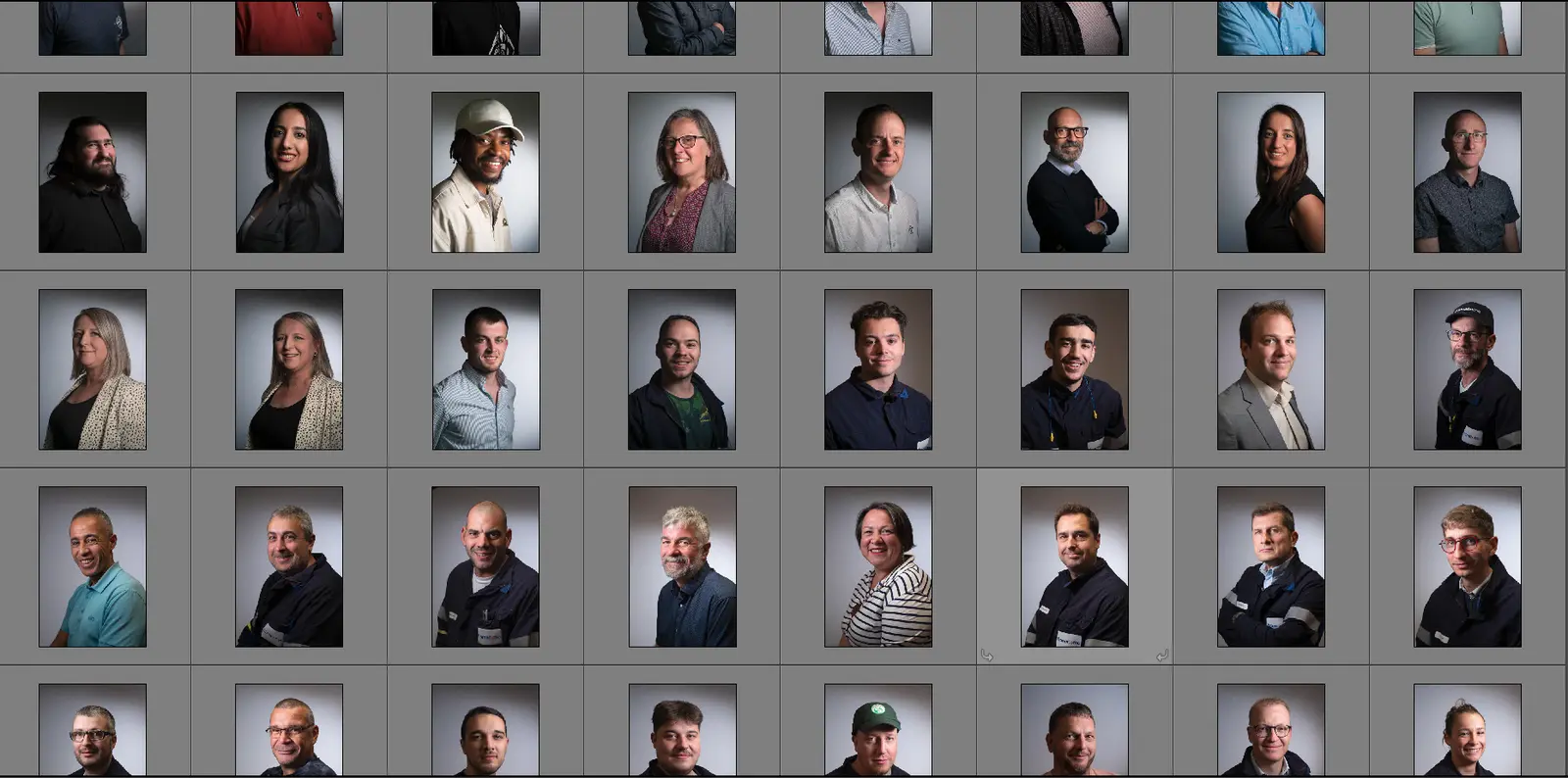 Planche contact — 850 portraits studio réalisés en 5 jours